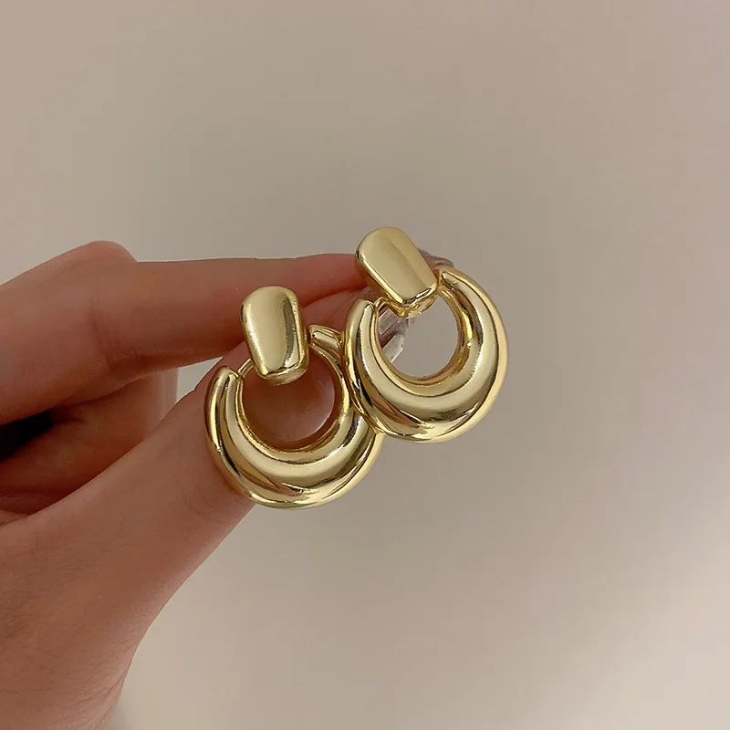 2022 Новые модные Геометрические Металлические серьги золотого цвета для женщин, Винтажные серьги-кольца в виде круга в стиле панк, ювелирные изделия в подарок