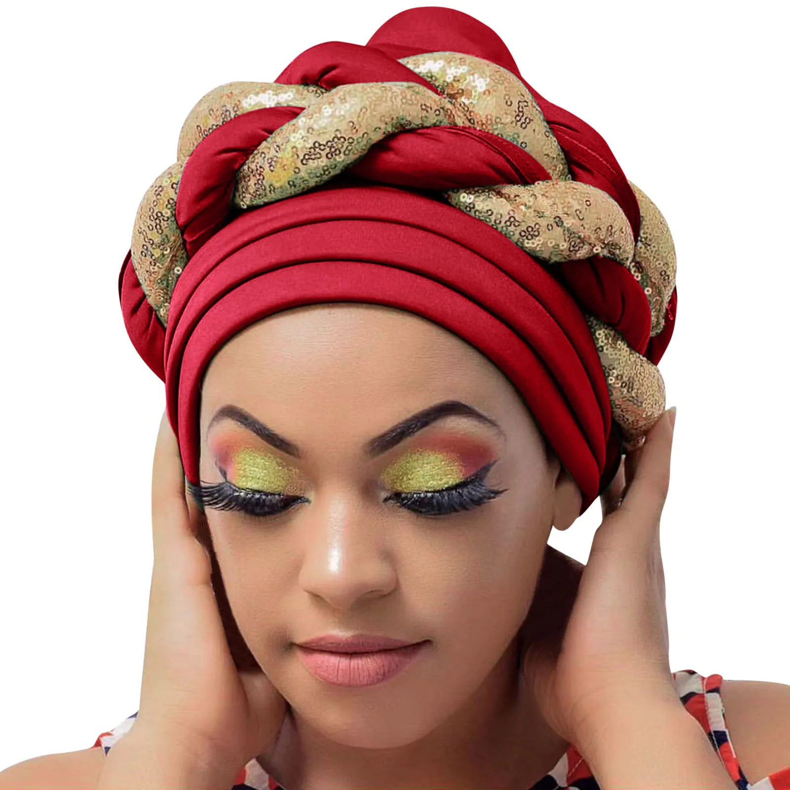 Женская Шапочка-тюрбан с блестками, готовые женские головные уборы, африканская мусульманская шапочка-рак, повязка на голову, аксессуары для волос