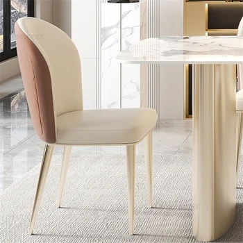 Современные минималистичные Кожаные Кухонные обеденные стулья Nordic Luxury Дизайнерское кресло для гостиной Гостиничное Домашнее кресло для отдыха со спинкой