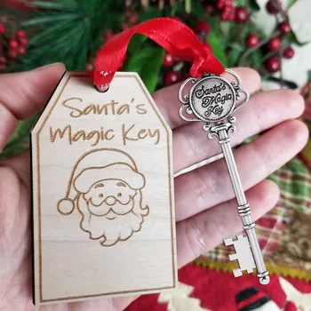 Креативный Рождественский Санта, Волшебный ключ, брелок, Красная лента, Веревочная цепочка, Украшение на Рождественскую Елку, подарок 2023, Модные украшения # 50 г