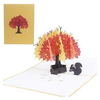 Всплывающая поздравительная открытка Oak Squirrel 3D с конвертом на все случаи жизни, спасибо, Юбилей, День рождения, Индивидуальный подарок для печати