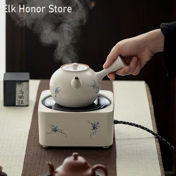 Чайник ручной работы с бабочкой и орхидеей, Ротанговый чайник с петлевой ручкой, Электрическая керамическая плита, Чайник для приготовления чая, Чайник для кипячения воды, Аксессуары для чайного набора