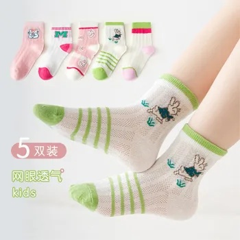 Носок для девочек, летний тонкий сетчатый носок, детский мультяшный цветок sokken Princess, Детский Sokken из дышащего хлопка Meias