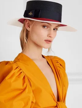 солнцезащитный крем Японский плоский верх широкий 2022 Новый британский летний качественный цвет в тон шляпе tide bee fashion женская соломенная шляпа солнцезащитный крем