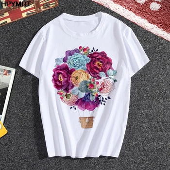 2020 новые Летние Женские футболки с коротким рукавом и цветочным рисунком, Топ, Футболка Harajuku, Женская Графическая Женская футболка