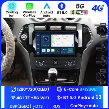 Android 12 Автомагнитола Для Ford Mondeo Mk4 Galaxy A/C 2007-2010 Мультимедиа Видео 2Din Carplay Навигационные Динамики Стерео Головное устройство