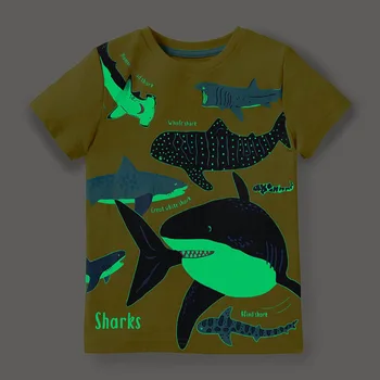 Little maven 2023, Новая Модная Хлопковая футболка для маленьких мальчиков, Милые детские Синие Топы с Океанской Акулой, Мягкие и Комфортные для детей 2-7 лет