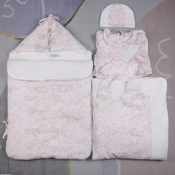 2023 Новый Розовый Спальный мешок, одеяло, комбинезон, нагрудник, шляпа, 5 шт./компл., одежда для новорожденных девочек