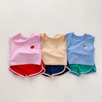 MILANCEL 2023 Летний комплект детской одежды Жилет и шорты для девочек для малышей Костюмы для мальчиков Одежда для маленьких девочек Костюм