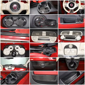 Для Fiat 500 2011-19 автомобильная панель передач из настоящего углеродного волокна, наклейка для отделки центрального инструмента, набор автомобильных аксессуаров для интерьера (мягкий углерод)