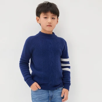 Осенне-зимний детский кашемировый свитер нового стиля, пуловер с высоким воротником, свободный толстый свитер для мальчиков, короткий трикотаж