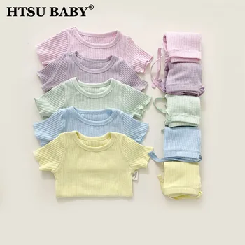 HTSU/ Летняя одежда для малышей, костюмы, детская футболка с короткими рукавами 