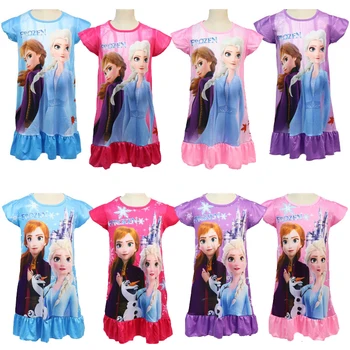 Новые Детские Летние Платья Принцессы Анны Эльзы Frozen 2, Платье с 3D Принтом для Девочек, Ночные Рубашки, Детская Ночная Рубашка, Одежда Для Сна