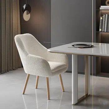Современные минималистичные обеденные стулья для отдыха, стул с бархатной спинкой из ягненка, мебель для столовой, Скандинавский Одноместный диван-кресло для спальни