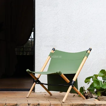 Уличные пляжные стулья со спинкой из цельного дерева, переносное кресло для пикника, кресло для кемпинга, кресло для отдыха на балконе, широкий льняной складной стул