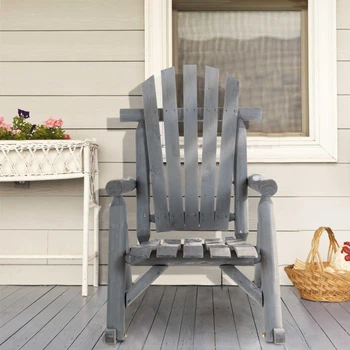 Уличное кресло-качалка в деревенском стиле, кресло для патио Adirondack, Для наружного сада на краю бассейна на заднем дворе, темно-серый