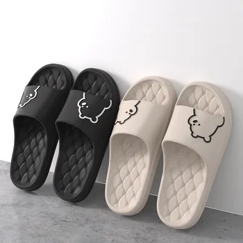 Мультяшные тапочки для мужчин и женщин Eva Bear, утолщенные тапочки на платформе, женская домашняя обувь, нескользящие уличные пляжные сандалии