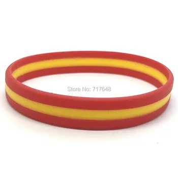 1000 шт. Резиновые браслеты в полоску с изображением флага Испании, силиконовые браслеты