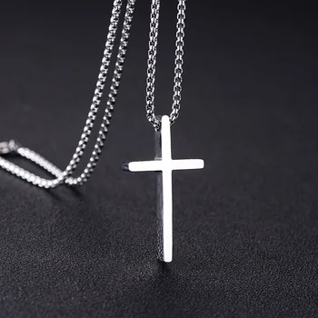 Модное серебряное ожерелье с крестом для мужчин, простое ожерелье с подвеской из нержавеющей стали, женские ювелирные изделия в стиле хип-хоп для мужчин