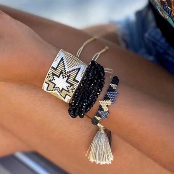 Набор браслетов из бисера YASTYT Miyuki для женщин, многослойный браслет из бисера с геометрическими сердечками, женские модные украшения Pulsera