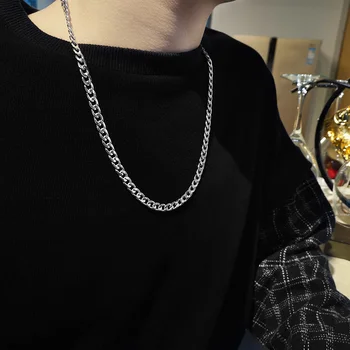 Ожерелье из титановой стали для мужчин, готическая мода, Хип-хоп, мужская цепочка, колье, Панк, классическое ожерелье для ключиц, ювелирный подарок для парня