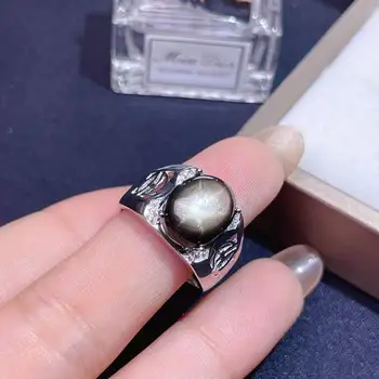 мужское кольцо большого размера с черным звездчатым сапфиром и драгоценным камнем для мужчин, серебро 925 пробы, мужской подарок на день рождения, сувенир, подарок любимому мужчине