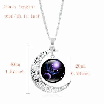Новое ожерелье с подвеской в виде Луны с 12 Созвездиями для женщин, Модная стеклянная круглая цепочка для ключиц 2023, ювелирные изделия для девочек, подарки для вечеринок