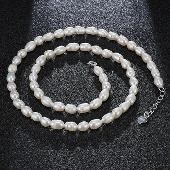 Ожерелье из натурального пресноводного жемчуга в форме риса, маленькие бусины 4,5-5,5 мм, цепочка из стерлингового серебра 925 пробы, Модные элегантные украшения для женщин