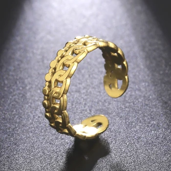 Расшитое бисером кольцо с открытым краем для женщин, геометрические украшения из нержавеющей стали, модный подарок для женской вечеринки
