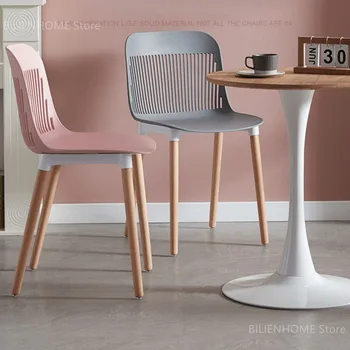 Скандинавская Современная Простая кухня, Кафе, обеденный стул с утолщенной спинкой, гостиная, Ленивый Пластиковый стул, Креативные стулья для ресторана в семье
