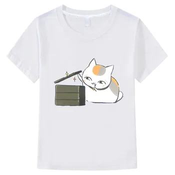 Книга друзей Нацумэ Natsume's Book of Friends Natsume Yuujinchou Madara Cat Милые Аниме-футболки С графической мангой, Футболка из 100% хлопка для мальчиков/девочек