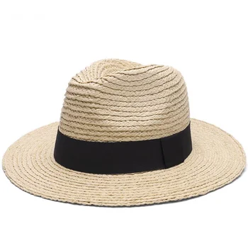 57 см 59 см 61 см 63 см Панама из рафии большого размера, соломенная шляпа высшего качества, летняя Женская Мужская Пляжная солнцезащитная кепка с широкими полями, шляпа Fedora с защитой от ультрафиолета