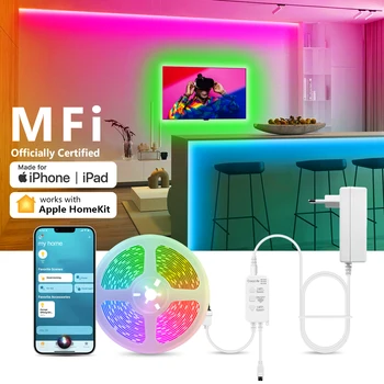 5 М/10 М/15 М Apple Homekit Smart LED Strip RGB 12V 30LEDs/M WiFi Светодиодная лента Диодная Лента ТВ Лампа Подсветки Siri Голосовое Управление