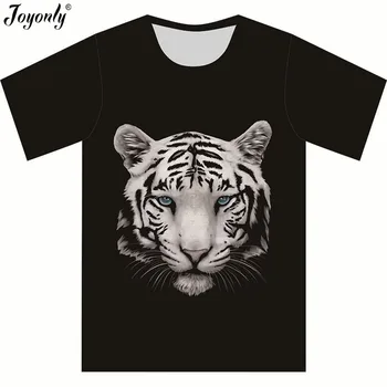 Joyonly 2021, новая модная летняя футболка для мальчиков/девочек, милая белая голова тигра, брендовая одежда, удобная детская футболка, футболка