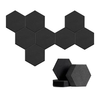 Самоклеящаяся шестиугольная акустическая панель из 8 упаковок, звукопоглощающая панель для студий/студий звукозаписи/ офисов, черная