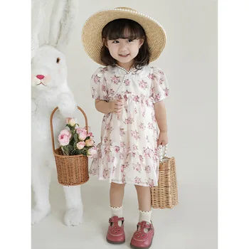 Розовое платье для девочек 2023, Новое Летнее Модное Детское платье Принцессы