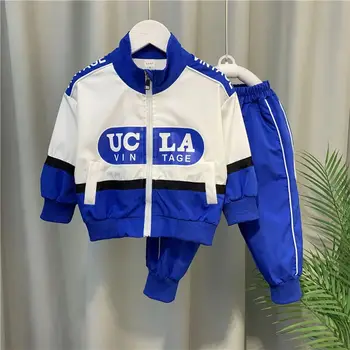 Весенне-осенний костюм для мальчика, новинка 2023 года, модная одежда для малышей, повседневная спортивная одежда с принтом L; комплект из двух предметов для мальчиков etter