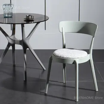 Пластиковый стул для ресторана в скандинавском стиле, простой стул для отдыха со спинкой на стойке регистрации, общий стул для кафе, Кухня, Обеденные стулья на балконе