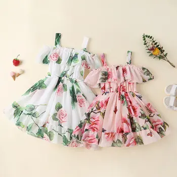 Платье для девочек, летние платья-слинг без рукавов, детские платья, детское платье, детская одежда