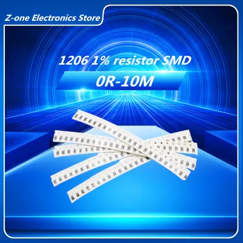 100шт резистор SMD 1206 1% 0R ~ 10 М 1/4 Вт 0 0,1 1 10 100 160 240 360 Ом 1K 2 2,2K 3 4,7K 10K 100K 1R 10R 120R 180R 220R 470R 1M