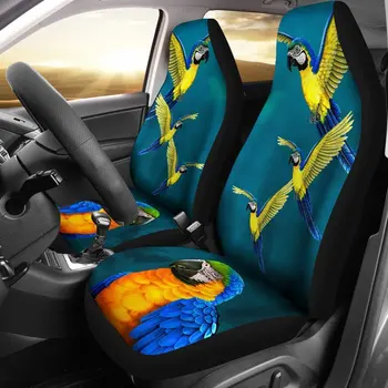 Комплект чехлов для автомобильных сидений с сине-желтым рисунком попугая Ара, 2 шт., автомобильные аксессуары, чехол для сиденья