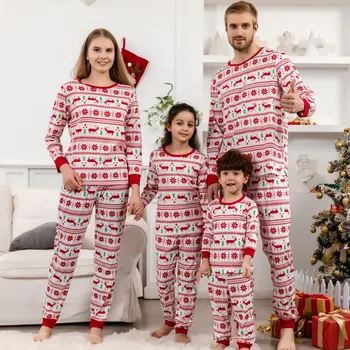 Семейные Рождественские пижамы, подходящие друг к другу наряды 2022 для взрослых, мамы, детей, Новогодние пижамы с принтом, Рождественские пижамы, комплекты семейной одежды, Посмотрите
