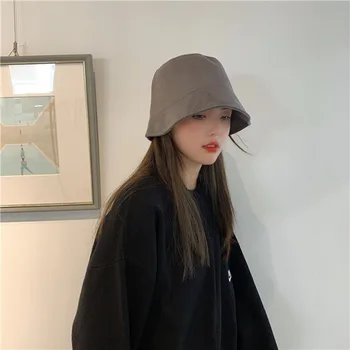 K327-Универсальная женская замшевая шляпа, закрывающая лицо, рыбацкая шляпа, маленькое лицо осенью и зимой, японская широкополая шляпа, простая шляпа-тазик.