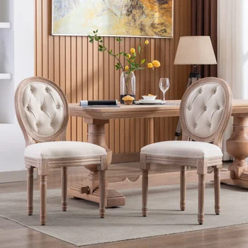 Современный простой внешний вид; Французский обеденный стул Fabrice с мягкой обивкой и резиновыми ножками, прочный и долговечный, легко монтируется, комплект из 2
