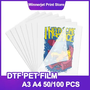100ШТ Пленка для переноса ПЭТ-пленки DTF формата A3 A4 для принтера Direct to Film Пленка DTF для принтера DTF R1390 L1800 DX5 L805