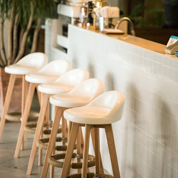 Роскошные барные стулья из массива Дерева Современный Макияж Эргономичные барные стулья для отдыха Кафе На открытом воздухе Sillas Altas Кухонная мебель YY50BC