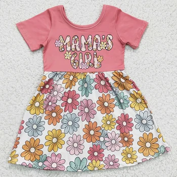 Бутик-платье для маленьких девочек с цветочным принтом, платья с короткими рукавами из молочного шелка, высококачественная одежда для мам для девочек, платья для девочек
