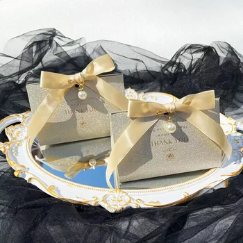 Большой бумажный пакет треугольной формы, упаковочная коробка С ручками, Свадебные подарки для гостей, Коробки конфет для свадьбы, вечеринки в честь рождения ребенка
