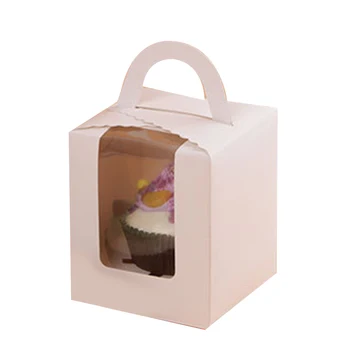 Коробка для кексов 50шт С окошком и ручкой, держатель для торта, Маленький подарочный контейнер для торта для пекарни, свадьбы, вечеринки, Дня рождения.