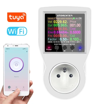 Интеллектуальная розетка Tuya Wifi, монитор мощности электроэнергии, мультиэнергетический измеритель 2,4-дюймового удаленного устройства с приложением